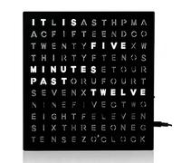 Horloge numérique à LED, Bureau et Mur Lumineux, Horloge électronique de 7,7", Prise en Charge du Temps d'avance et de Retour, luminosité réglable, Affichage Moderne de l'heure en Mots pour la Black