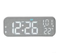 Horloge numérique à LED, horloge de bureau numérique LED affichant l'heure, la date, la semaine, la température, alarme silencieuse, compte à rebours, contrôle de la luminosité à 3 niveaux pour table