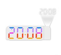 Horloge numérique à projection, 19 x 6,5 x 3 cm, écran LED noir ou blanc, avec fonction alarme de température et date, format 12/24 heures pour la maison et le bureau (blanc)
