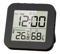 Horloge numérique avec écran LCD pour surveillance de la température et de l'humidité en temps réel, double fonction d'alarme et compte à rebours de 99 heures (noir)