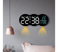 Horloge numérique avec lumière ambiante, double réglage d'alarme et compte à rebours pour un usage quotidien (tricolore)