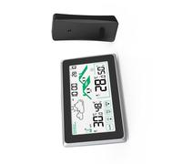 Horloge numérique avec prévisions météo 3 capteurs et réveil radio pour intérieur/extérieur Noir