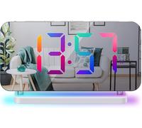 Horloge Numérique Avec Veilleuse Colorée 10 Rgb Lumière D'ambiance 5 Niveaux Volume Variateur Automatique Double Ports De Sortie Horloge Chevet Pour Les Gros Dormeurs Blanc