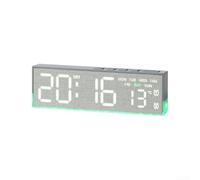Horloge numérique avec veilleuse intégrée, affichage LED, heure, jour, température, variateur automatique, mode sommeil, imitation tissu ou bois, options de visage (5532BGray)