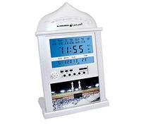 Horloge numérique azan, horloge de prière musulmane, horloge numérique islamique avec fonction de température et écran LCD pour toutes les prières Direction de la Qibla - Blanc, 33 x 20,3 cm