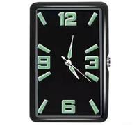 Horloge numérique carrée pour voiture avec miroir en verre et tableau de bord - Accessoires d'intérieur - Ajustement universel avec autocollant et pince pour grille d'aération (affiche noire)