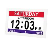 Horloge Numérique de 7 Pouces avec 12 Alarmes, Horloge de Calendrier de Date et de Jour Non abrégé pour Les Seniors et Tout Le Monde, Gradation Automatique, Grand Réveil