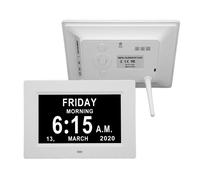 Horloge numérique de jour 7 pouces, réglage automatique de la luminosité, 8 langues, prise EU