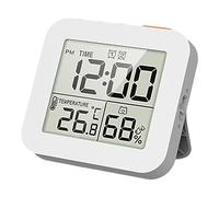 Horloge Numérique de Salle de Bain, Minuterie de Douche avec Alarme pour Salle de Bain, Minuterie de Cuisine, Thermomètre et Hygromètre, Horloge, Blanche