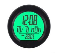 Horloge numérique de voiture avec récupération d'énergie solaire et compatibilité de la batterie, affichage de la température et rétroéclairage déclenché par le mouvement (vert)