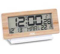 Horloge Numérique Digitale De Table Reveil Radio-Piloté Avec Affichage De Température Et Calendrier Éclairage Design Moderne Thermomètre Lcd Bois