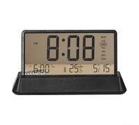 Horloge numérique électronique transparente avec alarme multifonctionnelle, affichage de la température, fonction snooze, modes date et semaine, prise en charge des systèmes de temps 12/24 heures (A)