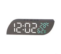 Horloge numérique élégante avec miroir innovant ; offre une gestion du temps en plus des lectures environnementales (blanc + vert)