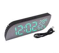 Horloge numérique élégante avec miroir innovant ; offre une gestion du temps en plus des lectures environnementales (vert)