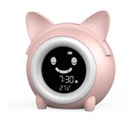 Horloge numérique en forme de chat pour enfants avec fonction de réveil - Veilleuse douce, double alarme, minuterie automatique, design adapté aux enfants, 12,5 cm (bleu)