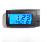 Horloge numérique et thermomètre avec affichage de la date, rétroéclairé bleu pour tableau de bord de voiture, accessoire de table de bureau, ABS noir