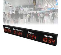 Horloge numérique fuseau horaire mondiale avec affichage LED pour hôtels et aéroports, 3/4/5/6 fuseaux horaires de ville, idéal pour les entreprises et les voyages