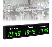 Horloge numérique fuseau horaire mondiale avec affichage LED pour hôtels et aéroports, 3/4/5/6 fuseaux horaires de ville, idéal pour les entreprises et les voyages