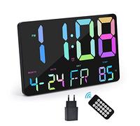 Horloge numérique Grand écran 11,4" Réveil numérique avec télécommande sans Fil Grande Horloge LED avec Date et température,12/24H,Réveil Snooze pour Personnes dans la Chambre à (réveil Couleur)