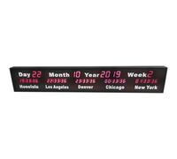 Horloge numérique LED avec 5 fuseaux horaires, affichage de la date, luminosité réglable, idéale pour les hôtels et les bureaux multinationaux