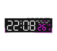 Horloge numérique LED avec affichage de la température, luminosité réglable et lueur ambiante, pour chambre à coucher, chambre d'enfant, bureau (rose)