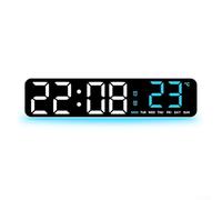 Horloge numérique LED avec compte à rebours, lecture de la température en temps réel, affichage du jour de la semaine et luminosité réglable pour une utilisation au bureau (C)