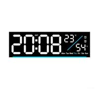 Horloge numérique LED avec double alarme, surveillance de la température, affichage de la date, semaine, réglage de la luminosité et support ou utilisation murale (noir + blanc)