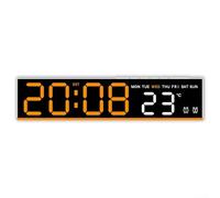 Horloge numérique LED avec fonction alarme, affichage de la température, calendrier hebdomadaire, entrée d'alimentation USB, luminosité réglable pour table de chevet ou bureau (blanc + orange)