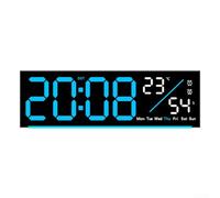Horloge numérique LED avec fonction réveil et moniteur de température Affichage clair de l'heure, de la date et de la semaine pour la maison, le bureau ou l'environnement éducatif (noir + bleu)