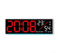 Horloge numérique LED avec fonction réveil et moniteur de température Affichage clair de l'heure, de la date et de la semaine pour la maison, le bureau ou l'environnement éducatif (blanc + rouge)