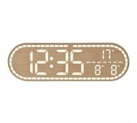 Horloge numérique LED géométrique moderne avec calendrier, alarme et affichage de la température pour décoration d'intérieur, unité murale noire (F)