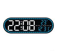 Horloge numérique LED géométrique moderne avec calendrier, alarme et affichage de la température pour décoration d'intérieur, unité murale noire (B)