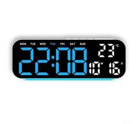 Horloge Numérique LED Multifonction Affichage Clair Température pour alarme Multiple Lumière Ambiante Décorative Salon Cuisine ABS Vert(E)
