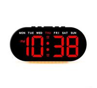 Horloge numérique LED multifonction avec affichage de la température, de la date, de la semaine, deux alarmes, option snooze, luminosité réglable, conçue pour être suspendue au mur ou placée sur une