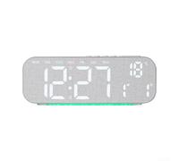 Horloge numérique LED polyvalente avec grand écran - Affichage de l'heure, de la date, de la température et du jour de la semaine - Support mural ou support de table - Gris (D)