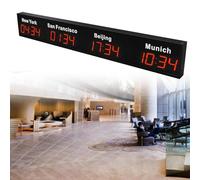Horloge numérique LED pour plusieurs fuseaux horaires, idéale pour les bureaux et les hôtels, affiche l'heure pour 3/4/5 villes