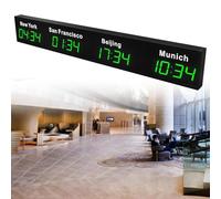 Horloge numérique LED pour plusieurs fuseaux horaires, idéale pour les bureaux et les hôtels, affiche l'heure pour 3/4/5 villes