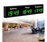 Horloge numérique LED pour plusieurs fuseaux horaires, idéale pour les bureaux et les hôtels, affiche l'heure pour 3/4/5 villes