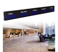 Horloge numérique LED pour plusieurs fuseaux horaires, idéale pour les bureaux et les hôtels, affiche l'heure pour 3/4/5 villes