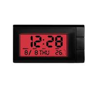 Horloge numérique lumineuse pour tableau de bord de voiture, calendrier automobile, petite horloge numérique pour tableau de bord de voiture, grille d'aération, bureau à domicile, bureau (rouge)