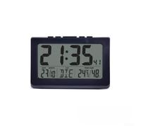 Horloge numérique murale avec écran LCD affichant l'heure, la date, la température, l'humidité et le jour de la semaine avec calendrier 2000-2099 et fonction Snooze Alarm