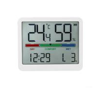 Horloge numérique murale avec thermomètre et hygromètre, écran LCD pour l'heure, la température, l'humidité, réveil à piles pour la maison, le bureau, la chambre à coucher, compacte (blanc)