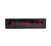 Horloge numérique murale LED 6 chiffres, 1 pouce, avec compte à rebours/compte à rebours, chronomètre, affichage 12/24 heures de l'heure. Écran lumineux(Black)