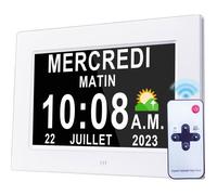 Horloge numérique murale pour affichage de l'heure et de la date - blanche