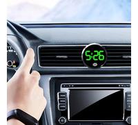 Horloge numérique pour tableau de bord - Horloge de voiture numérique ronde - Affichage LED tactile avec lumière lumineuse pour vision nocturne - Mini accessoire de véhicule pour fentes d'aération
