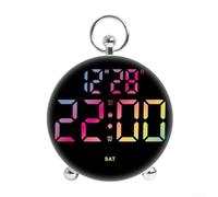 Horloge numérique ronde à commande vocale avec mode nuit et alarmes personnalisables pour les jours de semaine ou les week-ends sur mesure selon votre emploi du temps (couleur)