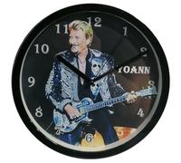 Horloge Pendule Murale Johnny Hallyday. Personnalisé Un prénom. Diamètre 22 cm.
