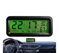 Horloge pour voiture - LED à énergie solaire pour décoration intérieure, horloge avec hygromètre et rétroéclairage - pour camion, voiture, véhicule, berline, pickup, scooter, SUV, prise d'air, console