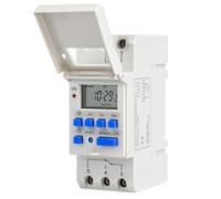 Horloge Programmable Programmateur Tableau Electrique Minuterie Numérique Programmes AC220 V Interrupteur Horloge Digitale Modulaire avec Grand LCD Écran Hebdomadaire sur Rail DIN (Gris)