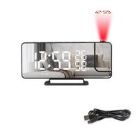 Horloge projecteur - INF - Miroir noir - Affichage température - Réveil FM - Design contemporain